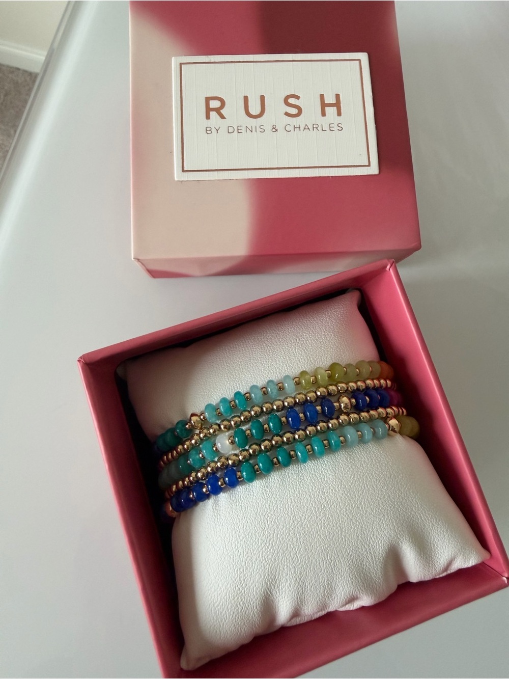 Beaded Colorful gold stretch bracelet set